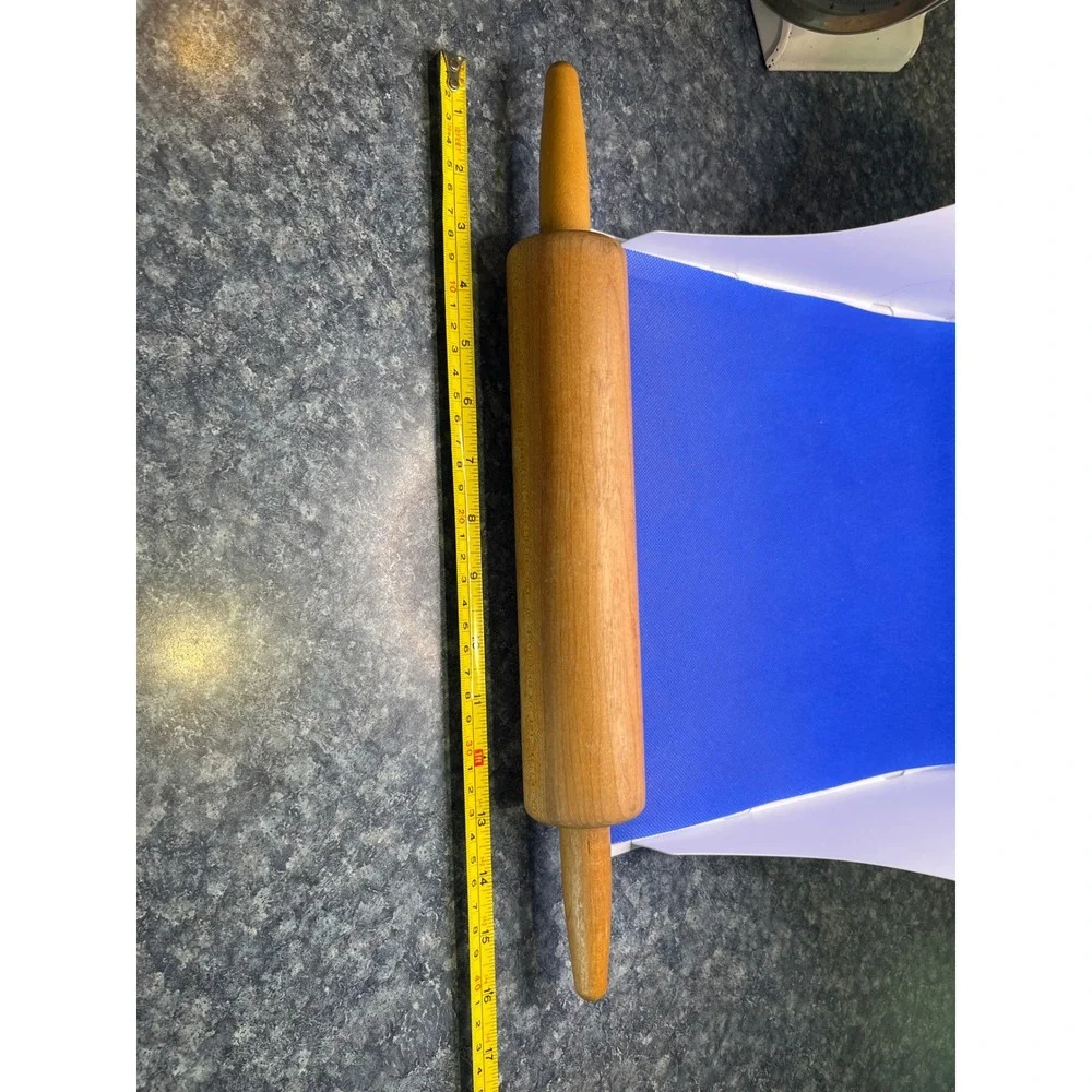 Vintage Style Wooden Rolling Pin 16 Inch Hardwood Kitchen Baking Tool Brown